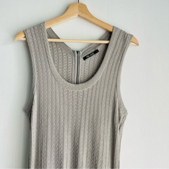 Nic + Zoe stretch knit sweater dress with back zipper sleeveless grey size L - Picture 3 of 8
